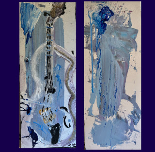 Sky Blue Cello diptych 30X12